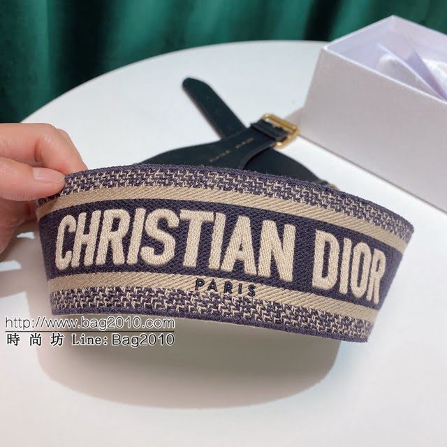Dior女士腰帶 迪奧Christian Dior刺繡帆布皮帶  jjp1970